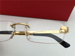 Cadre de lunettes pour hommes ultra légers plaqué or 18 carats sans cadre lunettes plates style d'affaires myopie de haute qualité cadre de lunettes de jambe de miroir en métal