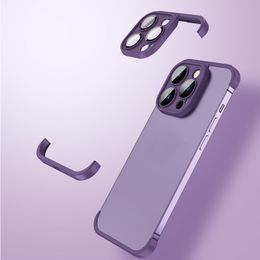 Frameloze mobiele tpu -beschermende cases voor iPhone 14 13 12 Pro Max met glazen lensbeschermer telefoonhoes schokbestendig mobiel deksel