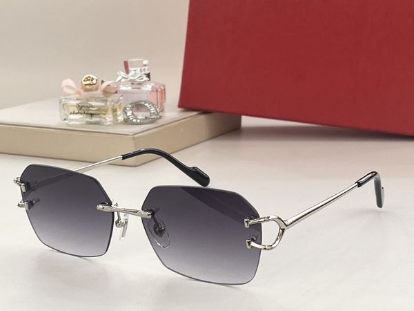 Lentes de corte de diamante sin marco Gafas de sol para mujer o hombre Unisex Sin montura Tallado al aire libre Gafas de conducción Moda Anteojos Diseñador Hombres Mujeres