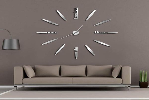 Reloj de pared DIY sin marco, reloj de pared con espejo 3D, pegatinas silenciosas grandes para sala de estar, dormitorio, decoraciones para el hogar, Big Time5032620