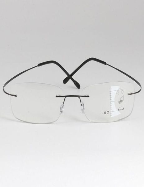 Lunettes sans cadre Cadre du verre de lecture progressif multifocus sans montée pour femmes Men de lunettes presbytises Magnifique Old Man2857249