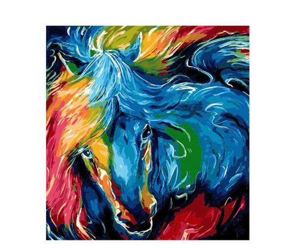 Image sans cadre Animaux de cheval Diy peinture par nombres kit peinture acrylique sur toile paine à la main pour décoration intérieure 40x50cm4555048