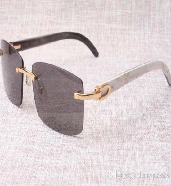 Lunettes de soleil sans cadre lunettes 3524012 mélange naturel corne de bœuf hommes et femmes lunettes de soleil lunettes taille de lunettes 5618140mm6512003