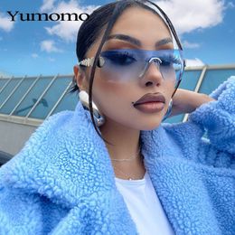 Frameloze Y2K-technologie Sense Fashion Sportspiegel Onepiece Gepersonaliseerde veelzijdige trendy zonnebril met groot frame