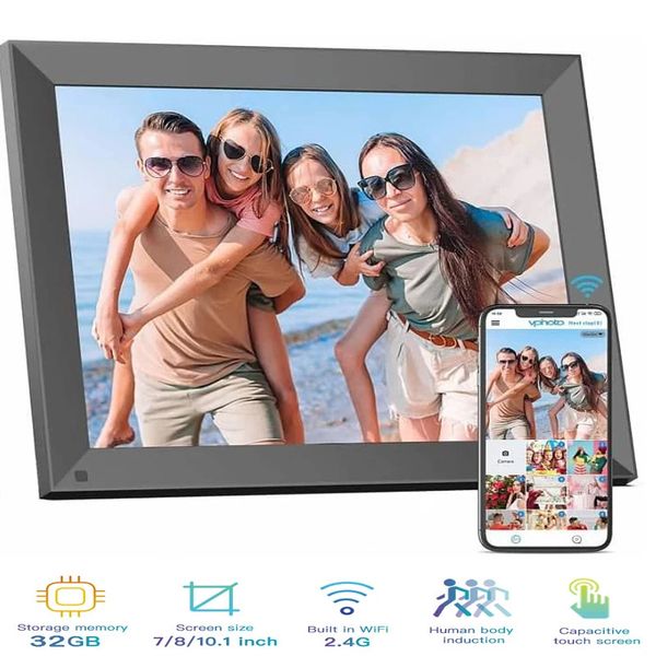 Frameo 32GB mémoire 10.1 pouces cadre photo numérique intelligent WiFi IPS HD 1080P cadre Po numérique électronique avec capteur motin 240115