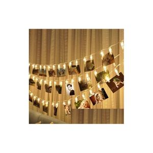 Marcos 10/30/50 LED Imagen colgante P O Peg Clip Fairy String Lights Fiesta Boda Cumpleaños Ograph Decor1 Drop Entrega Home Garden Ot0Kc