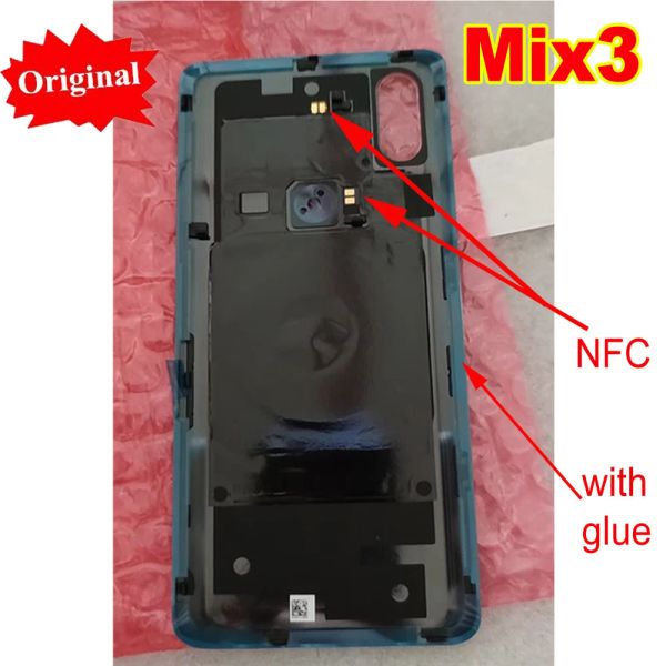 Frames 100% Original Nouvelle batterie en céramique Couvre arrière du couvercle du boîtier Boîtier arrière pour Xiaomi Mi Mix 3 Mix3 Couvercle Shel de téléphone avec adhésif NFC