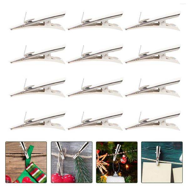 Marcos 100pcs clips de adornos navideños clampas de cocodrilo de metal abrazadera de resorte