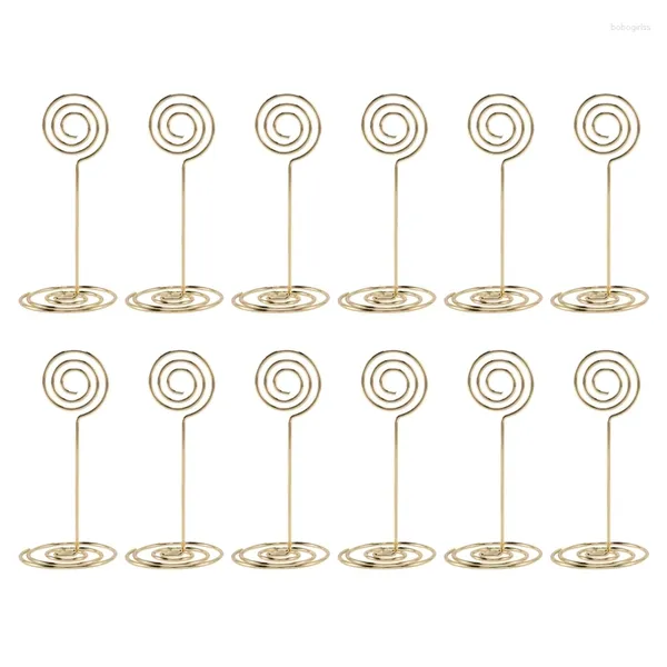 Cadres 12 packs Numéro de table Cartes Posrs PO STRANDS Place Paper Menu Clips Circle Shape (Gold)