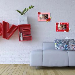 Cadres 1pcs coeur motif po cadre réutilisable auto-adhésif gratuit poinçonnage affichage décor mural décoration de vacances de la Saint-Valentin