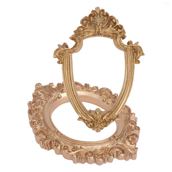 Frames 2 Stuks Decoratieve Ornamenten Tafelblad Retro Home Kleine Po Frame Roman Versieren Hars Mini Versiering Sieraden Display Stand