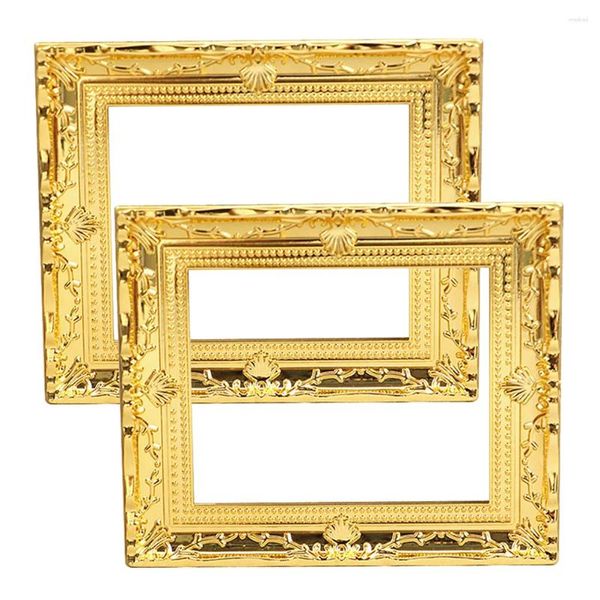 Frames 2 PCS House Model Mini Toys Decoración de plástico Adorable Miniatura Delicada Gold Picture Children Suministros