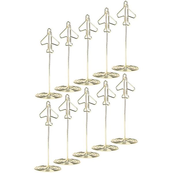 Frames 20pcs Mémo Clip Holder, table de table Nom Nom Holder Bureau Métal Carte de visite Photo Gold Plane Frame avec base