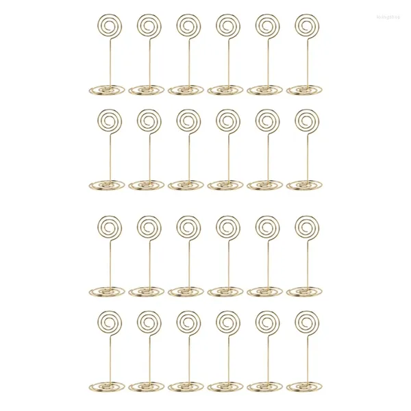 Marcos -24X Titulares de tarjetas para números de mesa Soportes para soportes para colocar clips de menú de papel Forma circular (dorado)