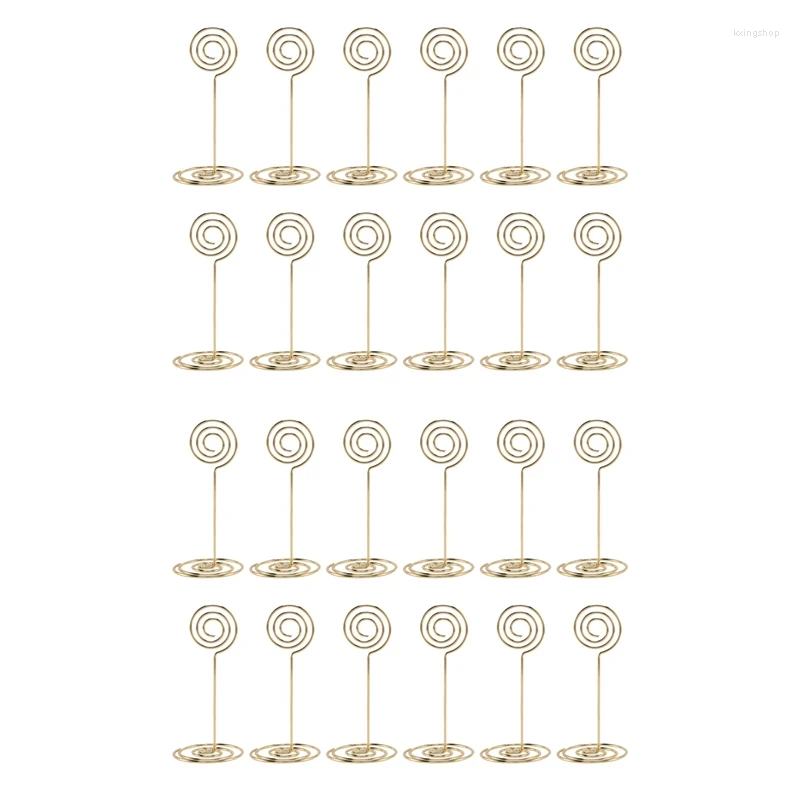 Рамки-24X Держатели для карточек с номером стола Подставки для держателей для бумаги Место для бумаги Зажимы для меню Круглая форма (золото)