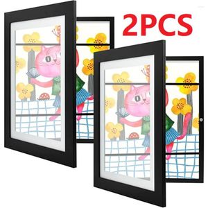 Cadres 2pcs enfants art en bois affichage d'image modifiable pour A4 art-travail enfants projets de stockage de bureau à domicile