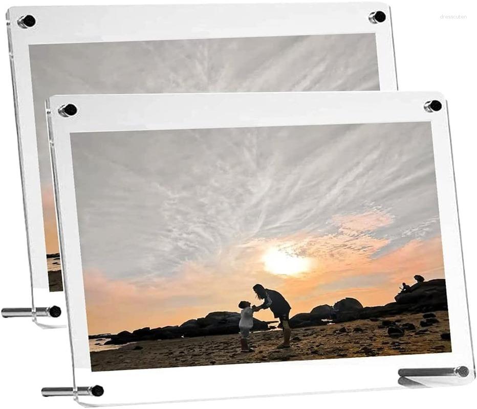 Frames 3 Inch Acrylic Picture Frame 74x104mm Poster Cards Display Stand Rectangle Po Tabletop Certificate Decoration