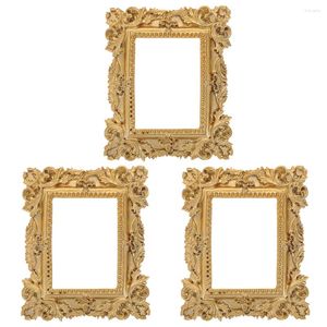 Frames 3 stuks Vintage Decor Mini Picture Gold Family Golden Resin Kit Decoratieve Po Ornament voor weergave