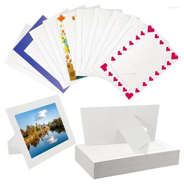 Frames 30 Pack Standing White Cardboard PO para POS de 4 x 6 pulgadas con marco de manualidades de diy de caballete