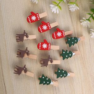 Marcos de 30 pcs carpeta po decoración de madera decorativa clips pequeños pequeños ropa de tela ropa de madera de madera de dibujos animados navidad navidad