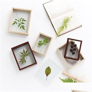 Frames 4/7/8/10 Inch Massief Houten P O Frame Dubbelzijdig Glas Plant Specimen Vierkant Creatieve Diy Decoratie1 Drop Levering Thuis Garde Ot6Z7