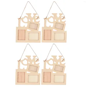 Frames 4 PCS Nativity Decor PO Frame Base Blanca Diy Slush Christmas Tinner Bamboo Wood Love pintura acríllica