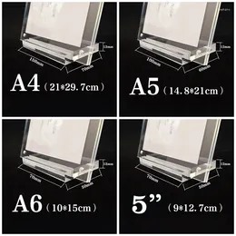 Frames 5 taille PO Frame Crystal Clear Transparent avec base 1PC Affichage acrylique non toxique Tags de prix des cartes d'autorisation