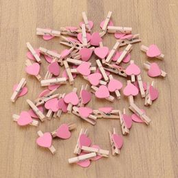 Marcos 50 PCS Color rosa Love Po Clip Madera Pinza de madera Decoración del hogar Decoración para