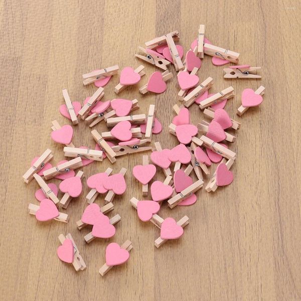 Marcos 50 unids Corazón Ropa de madera Po Clips para Scrapbooking Crafts Colgando Pos ()