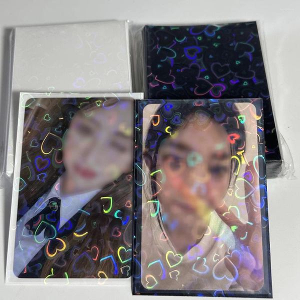 Frames 50pcs / set Laser Love Holographic Foil Film Film Idol Pocard Sleeves Candy Color Card Carte Solder