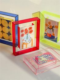 Frames 5inch Colorful Acrylique PO Cadre Boîte de montage DIY Affichage Affichage Affichage Table Ornements Créatifs Image Message de message