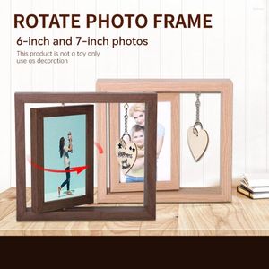 Frames 6 inch roteren fotolijst roterende houten po -verloving romantische jubileum verjaardag bruiloft geschenken huizendecoratie