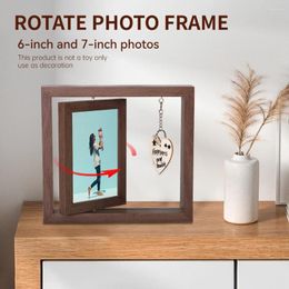 Frames 6 pouces Rotation PO Cadre Polon en bois Bourr Free Wooden Rotation Picture Couple Couade Gift Heart Pendant Ornement de bureau