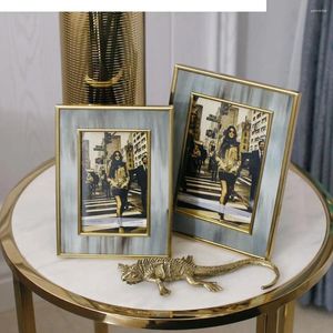 Frames 6 inch 7 inch retro legering po frame marmering metalen schaal decoratieve set nachtkastje familie portret woninginrichting