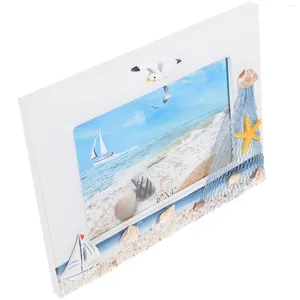 Frames 6 pouces Méditerranéen PO Cadre Nautical Picture Holder Ocean Ornement Table Vintage Home Decor Enfant en bois Summer pour
