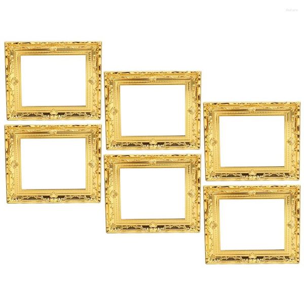 Frames 6 PCS Frame Dollhouse Po Gold Decor Plastic pour diy kit miniature