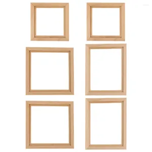 Frames 6 PCS Vintage Decor PO Frame Modèle Ornement Miniature Picture Decorative Maison Artisanat Enfant en bois