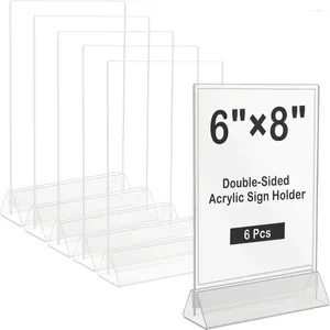 Frames 6pcs Acryl Sign houders transparante afbeelding dubbelzijdig tabelnummer houder bureaubladmenu staat verticale displaystandaard