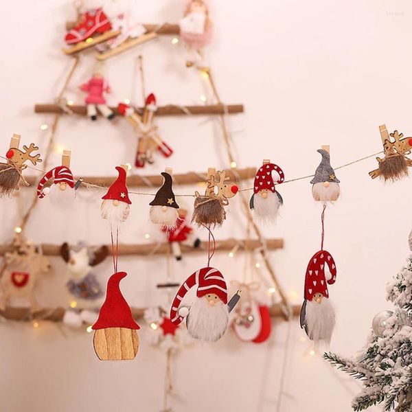 Cornici 6 pezzi clip natalizie in legno Po Cartoon decorativo morsetti di Babbo Natale stile misto