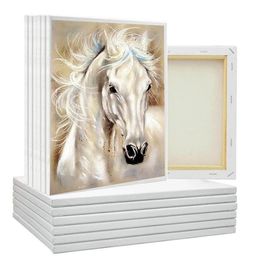 Cadres 6pcs blanc planches d'art vierges mini toile d'artiste étirée planche acrylique peinture à l'huile coton oeuvre peinture framed248v