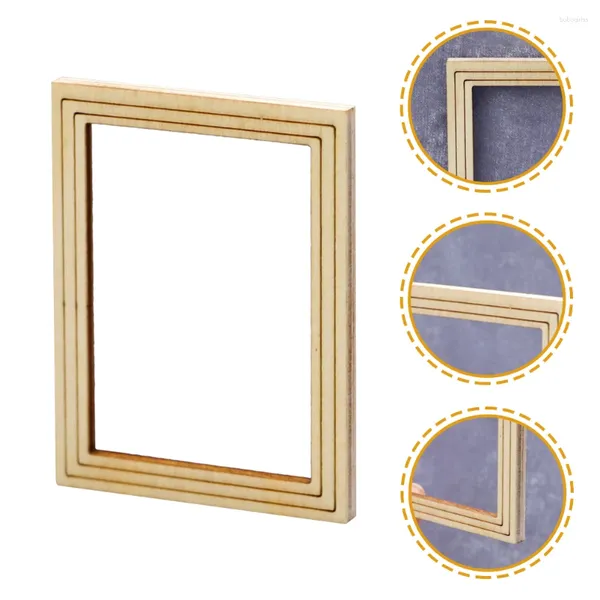 Frames 6pcs en bois miniature po cadre mini-maison décor bricolage peinture murale jouets