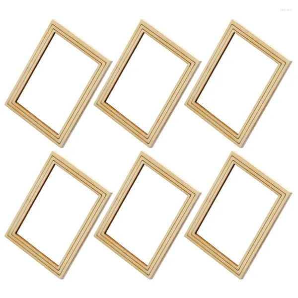 Frames 6pcs en bois minuscules meubles de maison miniature PO cadre