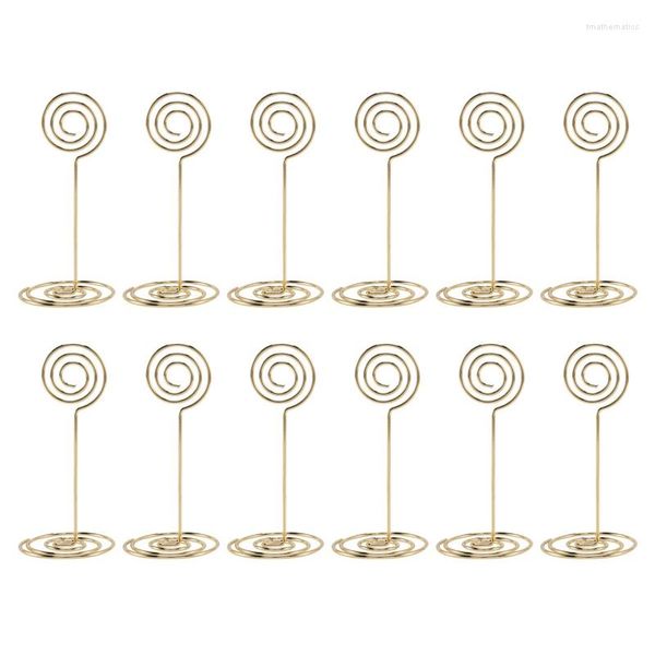 Paquete de 72 marcos para números de mesa, soportes para tarjetas, soportes para soportes de papel, clips para menús, forma circular (dorado)