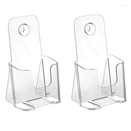 Cornici Porta brochure in acrilico Design inclinato sul retro Espositore trasparente Cartello da tavolo in plastica Confezione da 2 Durevole Circa 19,5 cm
