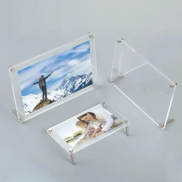 Frames Affichage de trame d'image en acrylique Transparent avec un support métallique Desktop PO Cash App Nolders Affiche publicitaire
