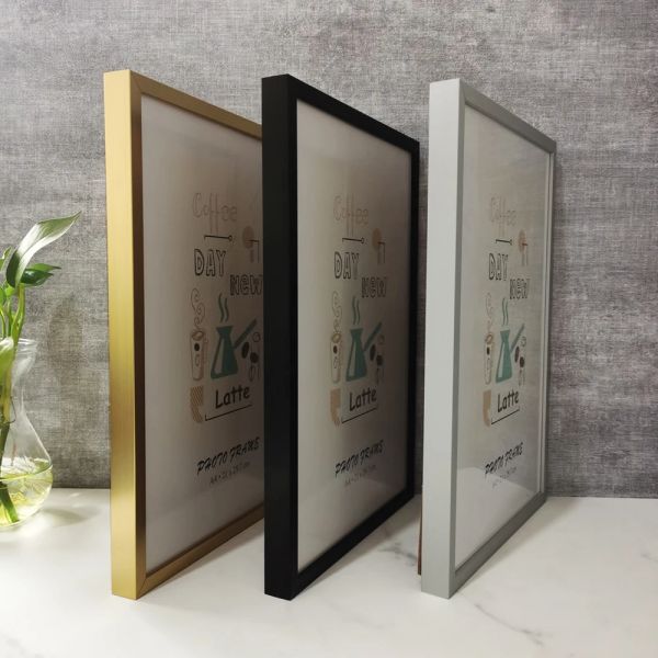 Frames d'images en aluminium Frames pour images Cadre photo en métal pour suspendre le mur avec un cadre de certificat d'affiches en plexiglas.