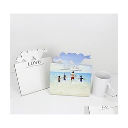 Cadres et moulures Blank Sublimation MDF en bois Double Love P O Plaque 190x190x5mm Tag Diy Gift Imprimée CCA10838 DROP DIVRI une