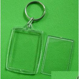 Cadres et moulures Porte-clés vierges en plastique acrylique transparent Insérer Passeport Po Cadre Porte-clés Photo Cadeau de fête Drop Livraison Accueil Gard Dhdpv