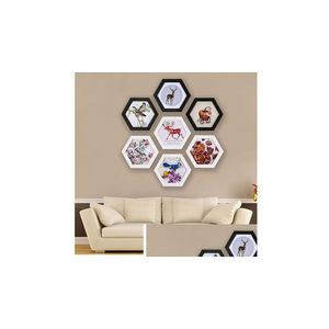 Frames en lijstwerk Mode Hexagon Po Frame Picture Wall Mounted Home Family Art Holder Decoration Gift Drop Delivery Garden Arts Cr Dhtif