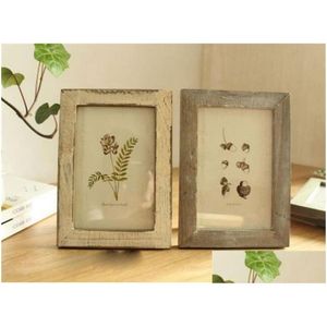 Frames en lijstwerk Thuis 5 kleuren Kwaliteit Vintage P O Frame Decor Retro Houten Bruidspaar Aanbeveling Foto's Gift Ornament Dhmgt